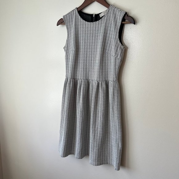 LOFT Sleeveless Fit and Flare Chevron Dress | Petite - Picture 10 of 10